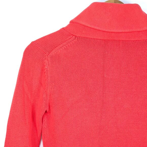 LILLY PULITZER Cardigan Womens Small Coral Pink Sweater Shawl Collar Elbow Patch - Picture 15 of 16
